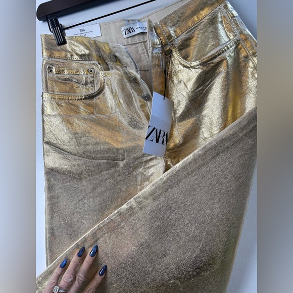 NWT Zara Gold Boyfriend Blogger Favourite The Boy Boy Fit Denim Jeans Sold Out - Picture 11 of 16